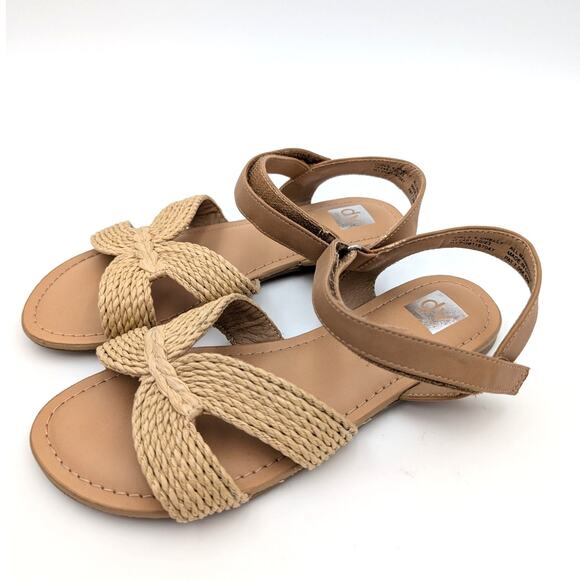 DV Dolce Vita Kids' Chelly Raffia Sandal Faux Leather Tan Size US4 EU36 - Picture 1 of 10
